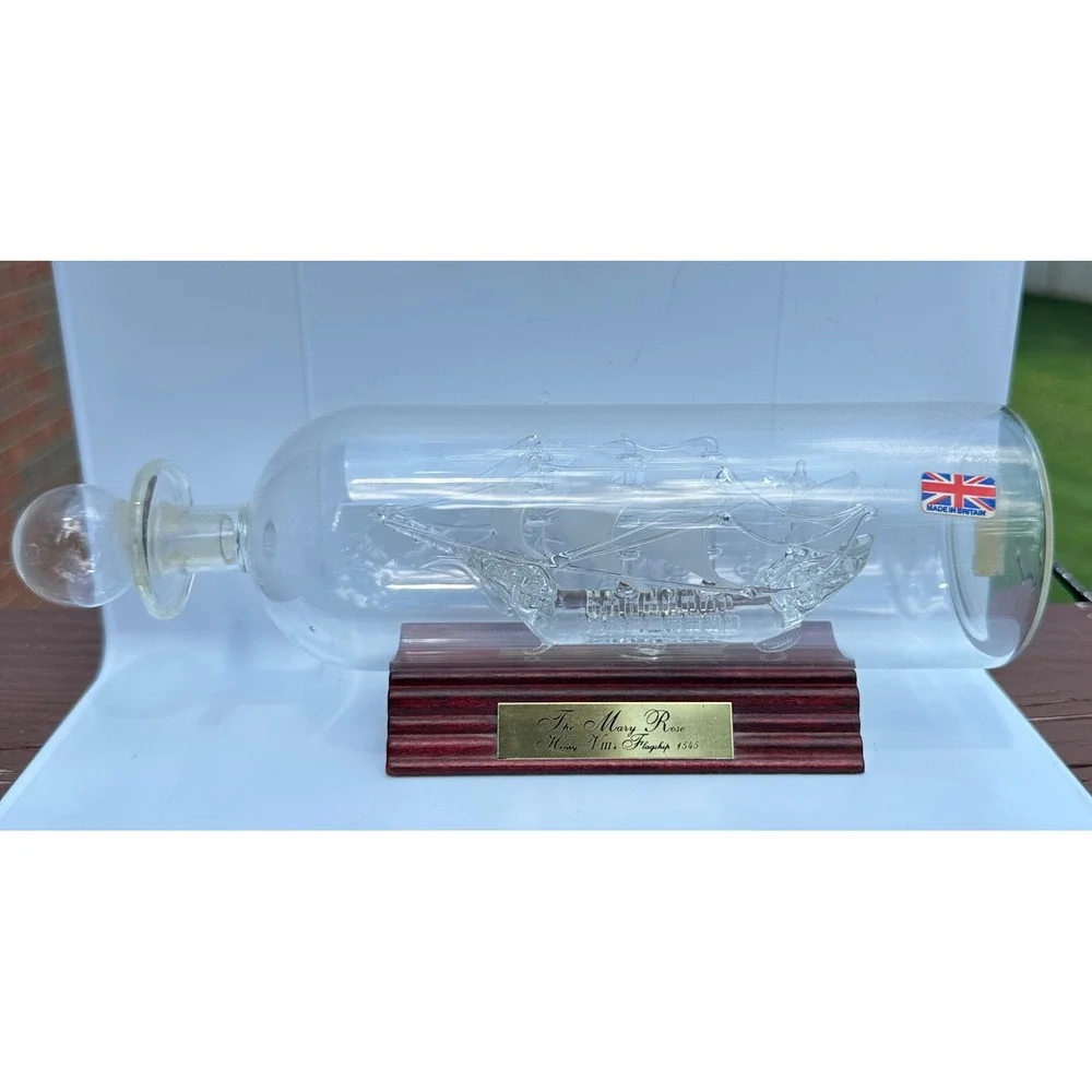Mary Rose Glass Ship In A Bottle Maritime Henry VIII Flagship 1545 - Picture 3 of 9